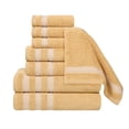 thumbnail image 3 of Superior Zero Twist Cotton Ribbed Geometric 8-Piece Towel Set, Ultra Soft Quick Dry, Gold, 3 of 12