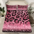 thumbnail image 2 of jejeloiu Pink Leopard Pattern Bed Sheets,Modern Cheetah Print King Sheets,Chic Sequin Print Sheet Set For Girl Teens,Microfiber Bedroom Decor,4pcs, 2 of 7