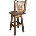 thumbnail image 3 of Homestead Collection Counter Height Barstool w/ Back & Swivel w/ Laser Engraved Elk Design, Stain & Lacquer Finish, 3 of 11