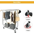 thumbnail image 5 of Lineslife Double Clothing Rack with Shelf, Rolling Clothes Rack Heavy Duty Garment Racks for Hanging Clothes Adjustable, Double Rail with Shelf, 5 of 7