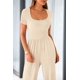 thumbnail image 5 of Mono Enterizo PRETTYGARDEN Mujer Cuello Cuadrado Pierna Ancha XS Beige, 5 of 8
