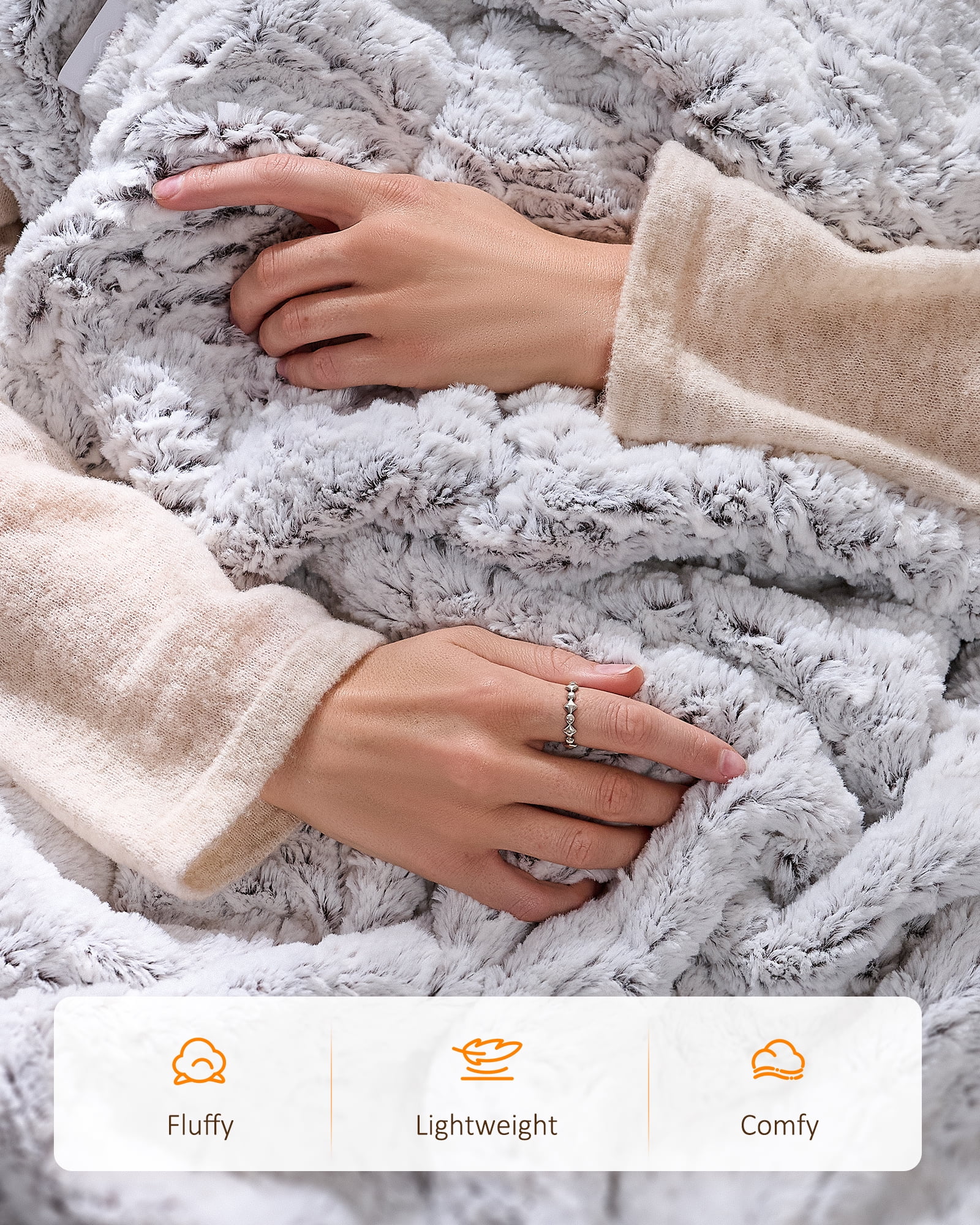 Ocuuziisu 62" × 84" Twin Size Electric Heated Blanket — 9 Heat Levels, 1–10H Timer, Fast Even Warming Electric Blanket, Machine Washable — Brushed White