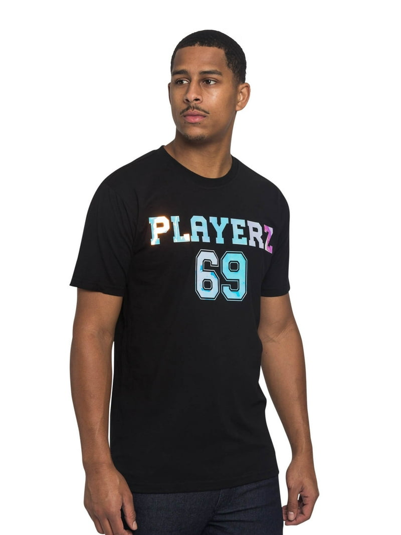 Victorious Men's Iridescent Foil Playerz 69 Hip Hop Graphic T