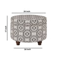 thumbnail image 4 of Benzara Upholstered Fabric & Wood Ottoman with Bun Feet in Cream/Black, 4 of 5