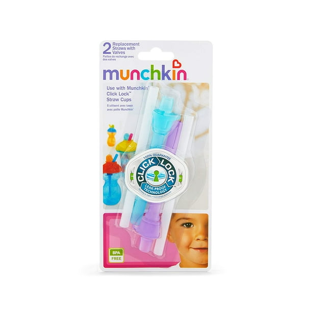 Munchkin Click Lock Replacement Straws, Blue/Purple, 4Count