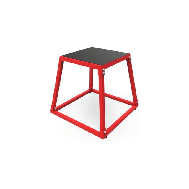 Bingirl 12-inch Red Steel Plyometric Jumping Box with Anti-Slip Surface for Home Gym Exercise