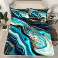 thumbnail image 2 of YST Blue Marble King Size Sheet Sets Teal Marbling Sheets, Abstract Aesthetic Bed Set Watercolor Stone Pattern Bed Sheets Set, Gold Metallic Sequins Fitted Sheet 4pcs with 2 Pillow Case, 2 of 5