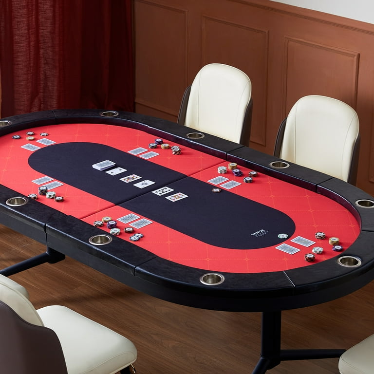 KFFKFF 10 Player Oval Foldable Poker Table Casino Blackjack Texa