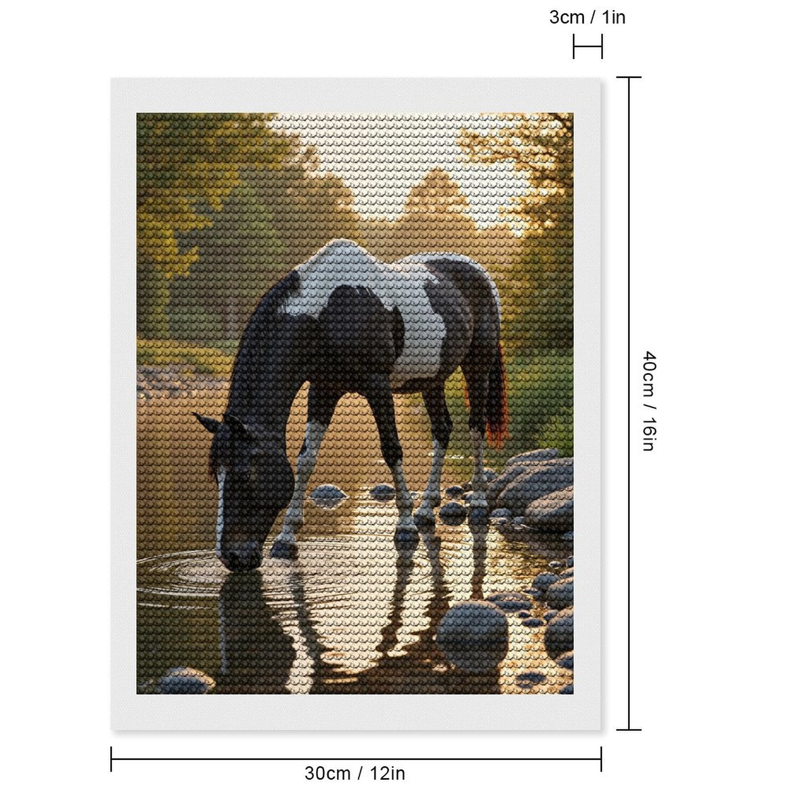 Diamond Art Kits for Adults, Graceful Horse Creek Reflection 5D Diamond Painting Kits for Adults Beginners, DIY Full Drill Diamond Painting, Gem Art and Crafts 12x16