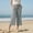 Gray, variant on Women's Linen Wide Leg Capri Pants High Wasited Pull On Elastic Waist Casual Pant Loose Comfy Workout Yoga Trousers