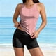 thumbnail image 1 of Traje de baño conservador de dos piezas para mujer, tankini, con sujetador acolchado, sin mangas, cuello redondo, estampado informal, traje de baño de dos piezas para mujer, trajes de baño tankini par, 1 of 9