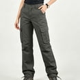 thumbnail image 6 of Women's Cargo Pants, Straight Leg Solid Trousers with Multi Pockets, Casual Long Pants for Work Outdoor Hiking Wear | VerBelle,Army Green L, 6 of 7