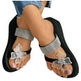 thumbnail image 3 of WILLBEST Sandalias De Plataforma Para Mujer, Informales, Con Tacón De Aguja Y Lazo, Con Diamantes De Imitación, Para Playa, Estilo Bohemio, 3 of 9