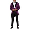 thumbnail image 2 of Tuxedo de lentejuelas INSPIRE CHIC para hombres con solapa de chal brillante, chaqueta de fiesta de boda 2XL púrpura, 2 of 5