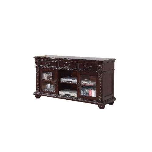 ACME Anondale 3-Drawer Wooden TV Stand with Glass Doors in Cherry