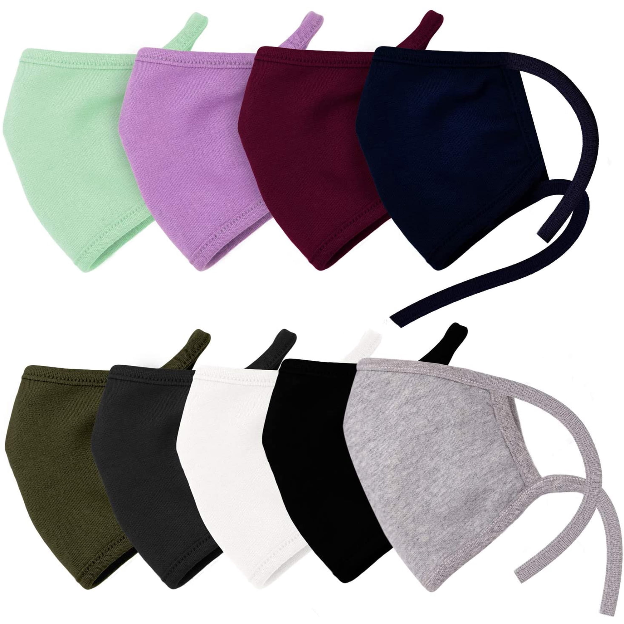 5 PC Set Unisex Reusable Washable Cotton Face Mask in 9 Colors, Tie Strap, Filter Pocket