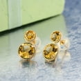 thumbnail image 2 of Gem Stone King 14K Yellow Gold Yellow Citrine Earrings for Women (2.11 Cttw, Gemstone November Birthstone, Round Cut 6MM and 4MM), 2 of 3