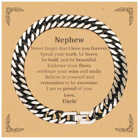Nephew Cuban Link Chain Bracelet Never forget that I love you forever Inspirational Nephew Birthday Unique Gifts From Uncle