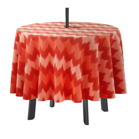 

Vargottam Indoor/OutdoorRoundTablecloth 58 InchTablecloth with Umbrella Hole & Zip- Waterproof TableCloth TableCovers for Backyard Table -Red