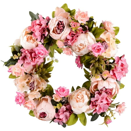 Coolmade Artificial Peony Flower Wreath - 15