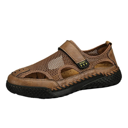

2023 Men s New Summer Breathable Versatile Trend Outdoor Handmade Large Beach Shoes Hollow Mesh Sandals Slide Sandals for Men Leather Mens Leather Sandals Size 13