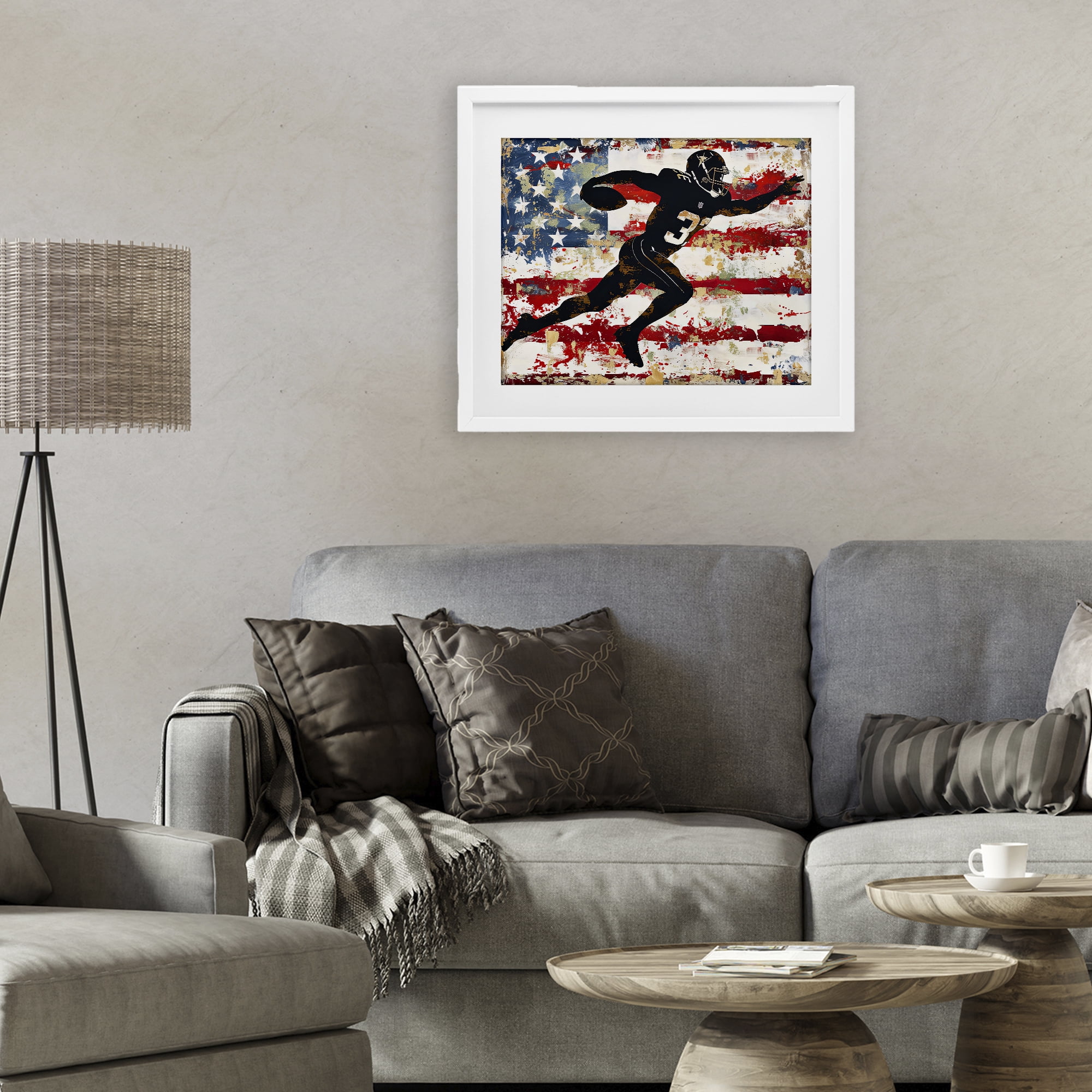 Stupell Industries Gridiron Glory Player White Framed Print Under Glass, design by Ray Powers