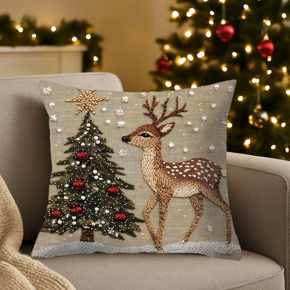 Wooowa Christmas Tree Pillow Covers Xmas Trees Ball Snowflakes Decorative Outdoor Throw Pillow Cover Winter Holiday Farmhouse Pillowcase for Sofa Couch Patio