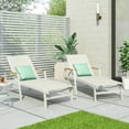thumbnail image 2 of GDF Studio Joy Outdoor Aluminum Adjustable Chaise Lounges, Set of 2, White Mesh, 2 of 10