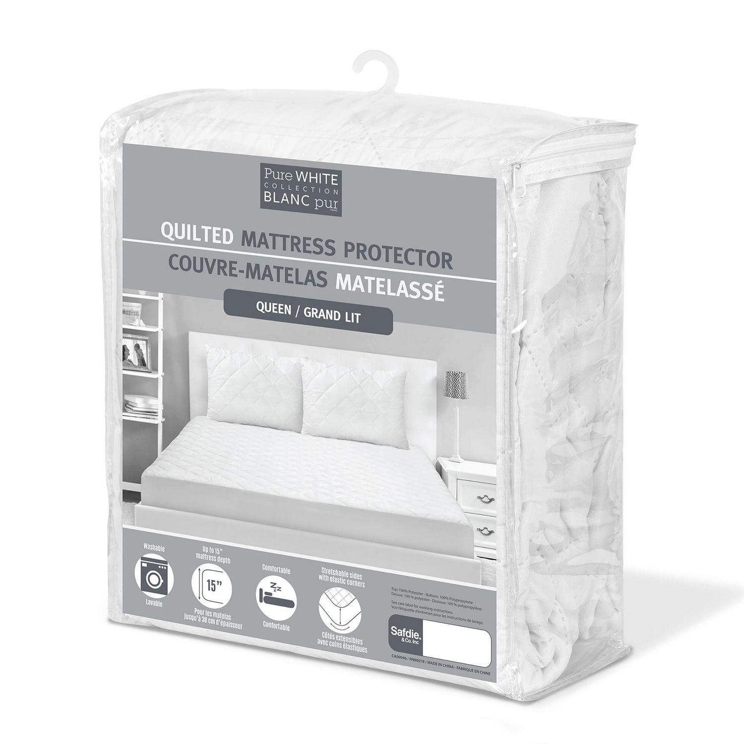 Safdie & Co. Mattress Protector Q Quilted White