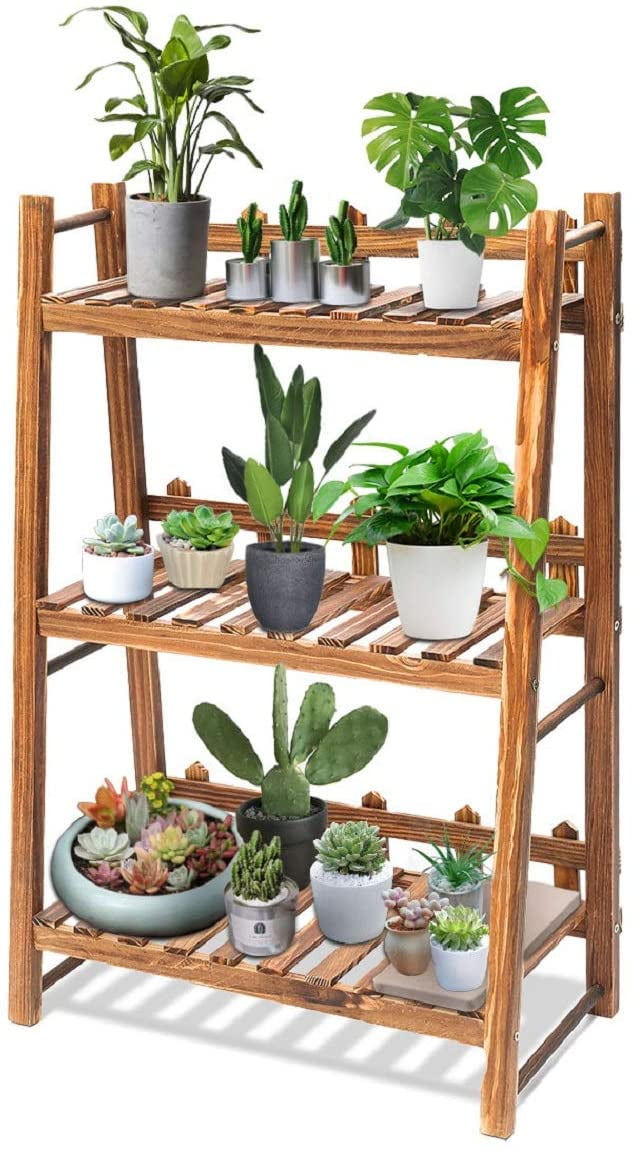 Wooden Shelf Rack Holder Plant Flower Pot Stand Wood Garden Home Display Holder 
