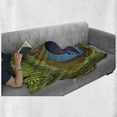 thumbnail image 6 of Peacock Soft Flannel Fleece Throw Blanket, Bird Feather Eye Shape Close up Picture Exotic Wildlife Themed, Cozy Plush for Indoor and Outdoor Use, 70" x 90", Green Teal Mustard, by Ambesonne, 6 of 6