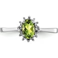 thumbnail image 5 of Sterling Silver Rhodium Peridot Diamond Ring (Size 7) Made In India qdx847-7, 5 of 5