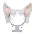 thumbnail image 2 of Diadema de orejas de peluche, bonita, cómoda, fina, esponjosa, con orejas de animal y esqueleto blanco, 2 of 12