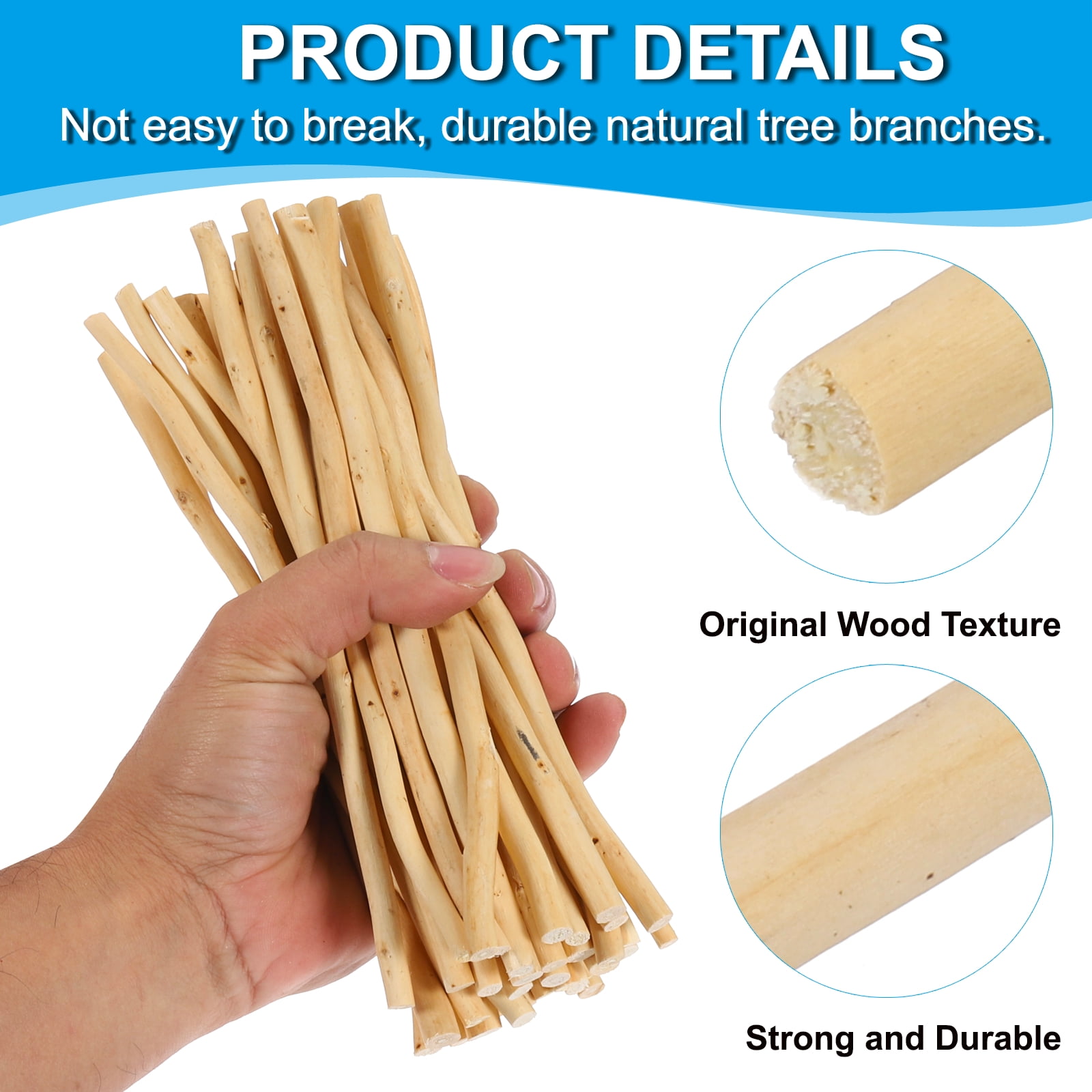 Uxcell 60 Pcs / 50cm Wood Log Sticks, 0.2-0.5inch inch in Diameter Natural Wood Craft Sticks, Dried Wood Sticks Decorative Wood Branch Sticks for DIY Crafts Accessory Photo Props, Wood Color