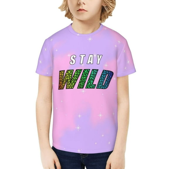 Ben Azelart Stay Wild Kids T-Shirt 3d Printed Graphic T-Shirts Boys And Girls Short Sleeve Shirts For Youth Kids X-Small
