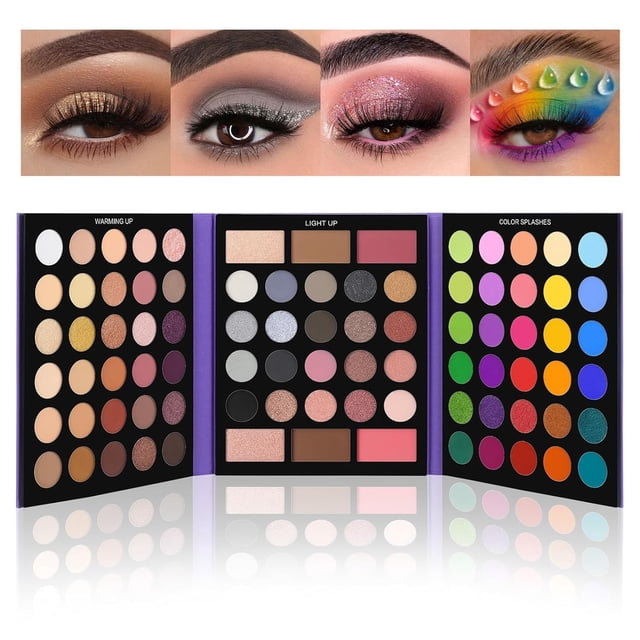 UCANBE- Paleta de sombras de ojos Pretty All Set Pro, kit de maquillaje de 86 colores, sombras de ojos mate y brillantes, iluminadores, contenido