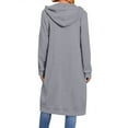 thumbnail image 4 of Plus Size Long Fleece Hoodies for Women Zip Up Long Sleeve Fleece Hooded Jacket Oversized Tunic Sweatshirt with Pockets Fall 2025 Casual Street Style Outfits​ Light Gray 2XL, 4 of 6