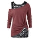 thumbnail image 1 of Pntutb Mujeres Sexy Color sólido Manga larga Cuello torcido Nudo Camiseta con encaje floral Dos piezas Traje tops Blusa Pntutb Pntutb-5951, 1 of 5
