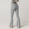 thumbnail image 6 of Flare Leggings for Women - High Waist Crossover Yoga Pants Tummy Control Bootcut Bell Bottom Lounge Leggings Gray XL, 6 of 9