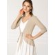 thumbnail image 4 of Cardigan Dobladillo Rizado Allegra K Camello S, 4 of 6