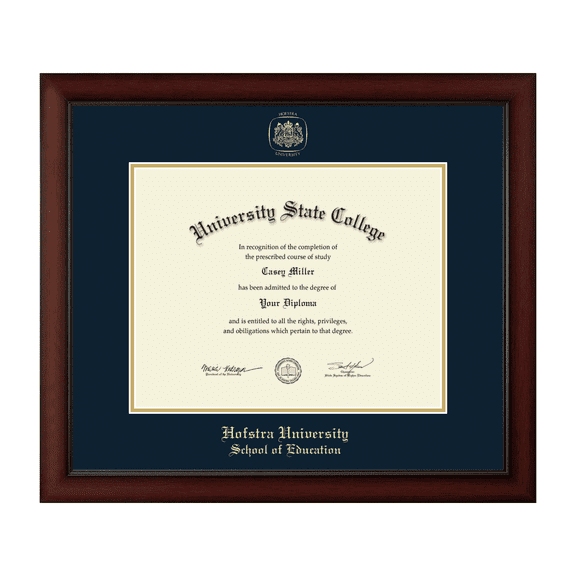 Framerly - Hofstra Education Diploma Frame with Navy and Gold Mat