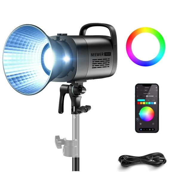 Neewer CB100C 130W RGB LED Video Light, APP/2.4G Control, 360° Full Color 2700K-6500K, Bowens Mount, 27,000lux, CRI97 