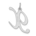 thumbnail image 3 of FB Jewels Sterling Silver Rhodium-plated Large Fancy Script Initial X Charm, 3 of 4