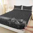 thumbnail image 3 of Manfei Brown Leopard Pattern Fitted Sheet Full,Dreamy Princess Bowtie Bed Set,3pcs,1 Fitted Sheet and 2 Pillowcases, 3 of 6