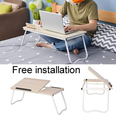 Adjustable Folding Laptop Desk, Anti-tilt Notebook Table Stand, Breakfast Bed Serving Tray Free Installation for Couch Floor, Bed