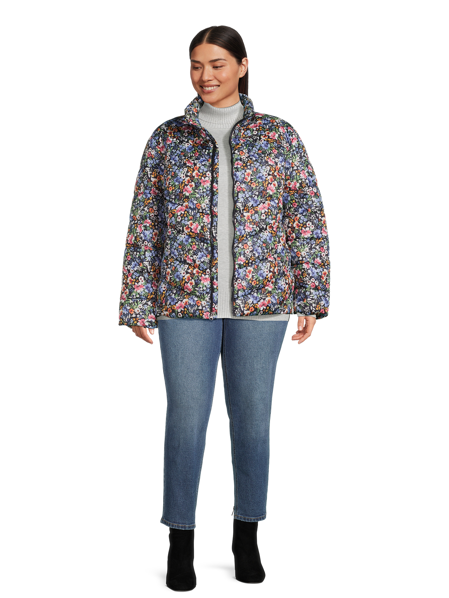 Time and Tru Women's Plus Chevron Midweight Puffer Jacket, Sizes XS-3X - image 5 of 8