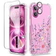 thumbnail image 1 of Funda de teléfono GVIEWIN para iPhone 16 6.1 con protector de pantalla floral, 1 of 9