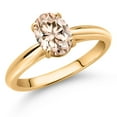 thumbnail image 2 of Gem Stone King 10K Yellow Gold Peach Morganite Solitaire Engagement Ring for Women (1.00 Cttw, Oval 8X6MM, Gemstone October Birthstone, Available in Size 5, 6, 7, 8, 9), 2 of 4