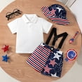 thumbnail image 5 of Povozer 4th of July Outfits for Boys Toddler Boy Patriotic Outfit 4th Of July Baby Boy Clothes Short Sleeve Romper Bowtie Shirt Flag Suspender Shorts 2Pcs Gentleman Outfit Size 6-9 Months,White, 5 of 7