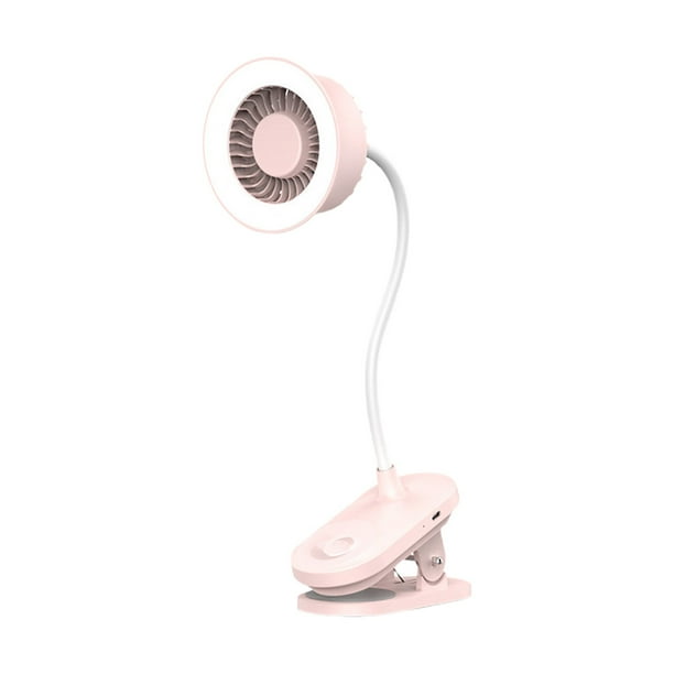 Mini ventilador 2 en 1, silencioso, portátil, USB, plegable, con clip y lámpara de pared, ventilador de escritorio silencioso de alta velocidad con luz de noche | Colores blanco, azul y cian |